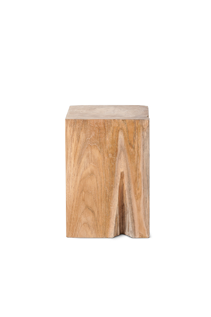 Natural Teak Block Stool | Dareels Solid | Woodfurniture.com