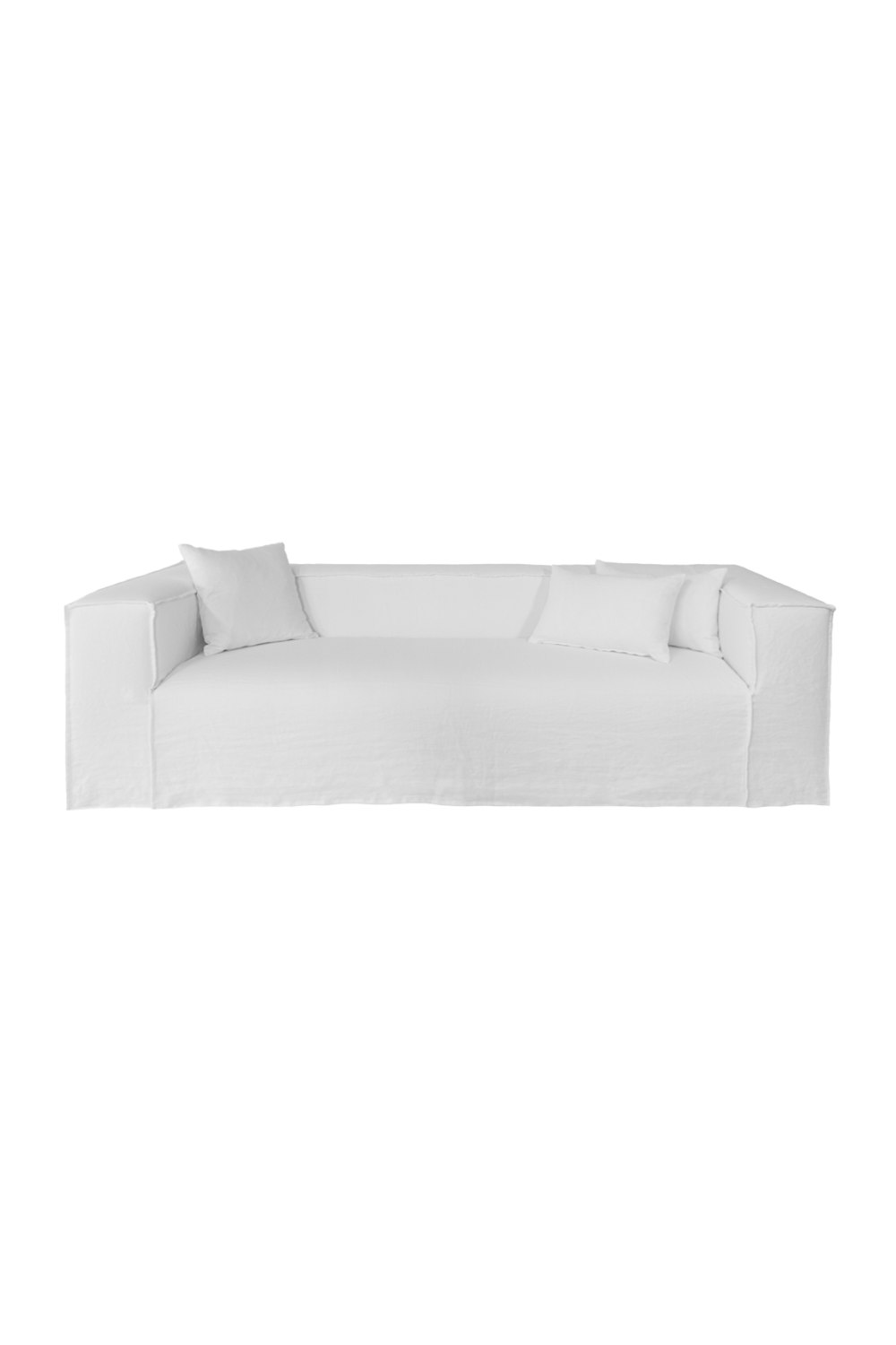 White Linen Three-Seater Sofa | Dareels Strozzi | Woodfurniture.com