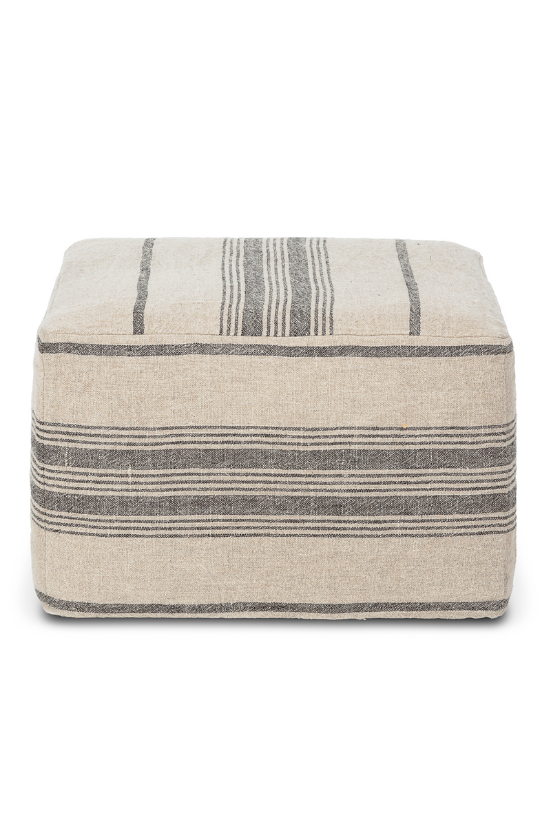 Linen Stripes Patterned Pouf | Dareels Zip | Quality Wood Furniture