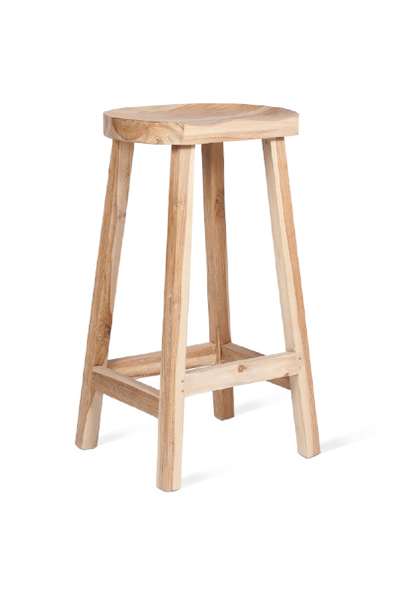 Teak Bar Stool w/ A-Shape Legs - L | Dareels King | Woodfurniture.com