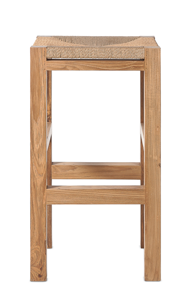 Teak and Rope Square Bar Stool | Dareels Cora | Woodfurniture.com