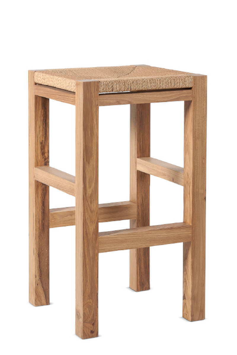 Teak and Rope Square Bar Stool | Dareels Cora | Woodfurniture.com