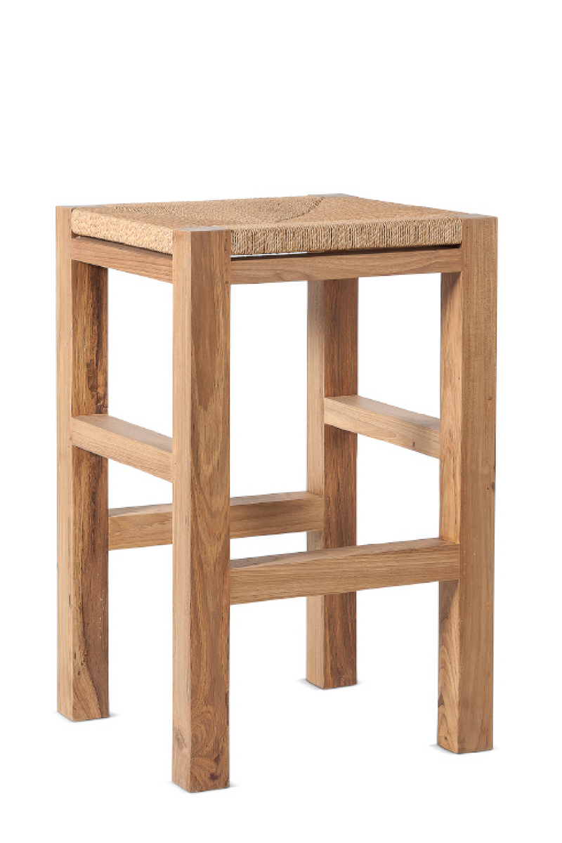 Teak and Rope Bar Stool w/ H-Legs| Dareels Cora | Oroatrade.com.