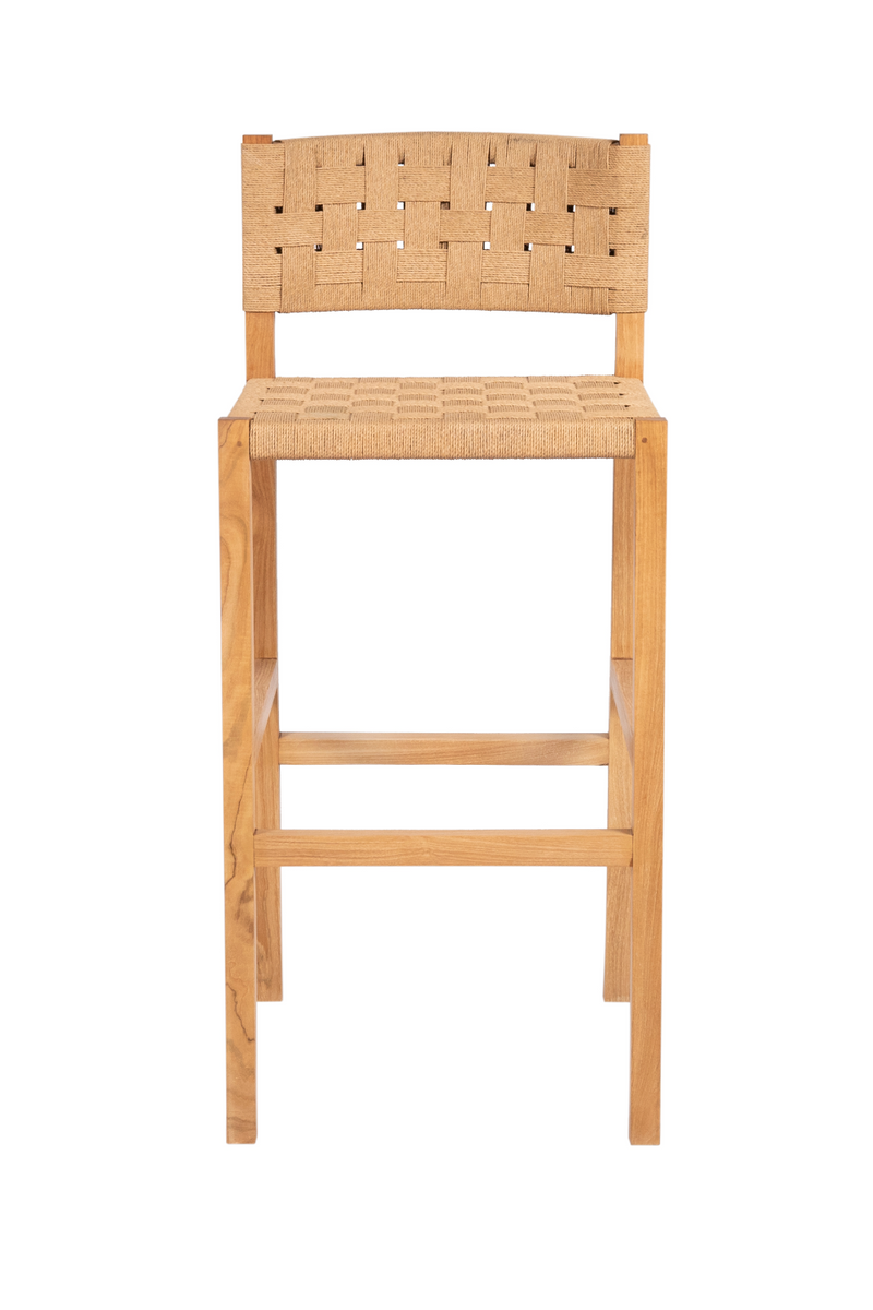 Teak/Rope High Back Bar Stool | Dareels Cora | Woodfurniture.com