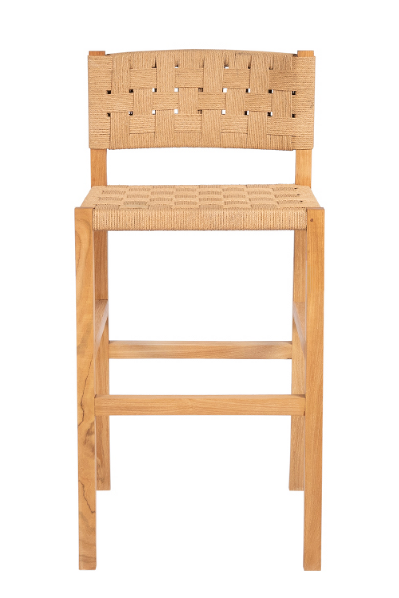 Teak/Rope High Back Bar Stool | Dareels Cora | Woodfurniture.com