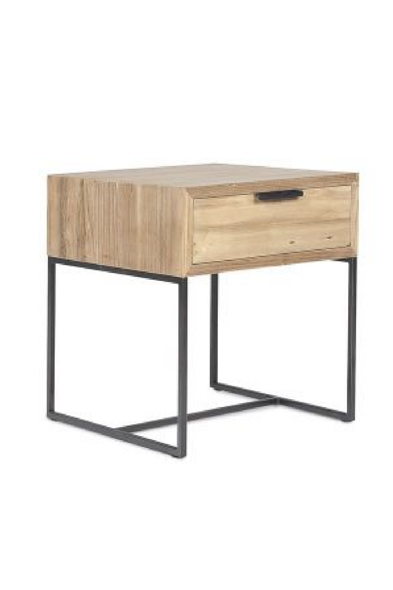 Teak with Iron Base Bedside Table | Dareels Onetwo | Woodfurniture.com