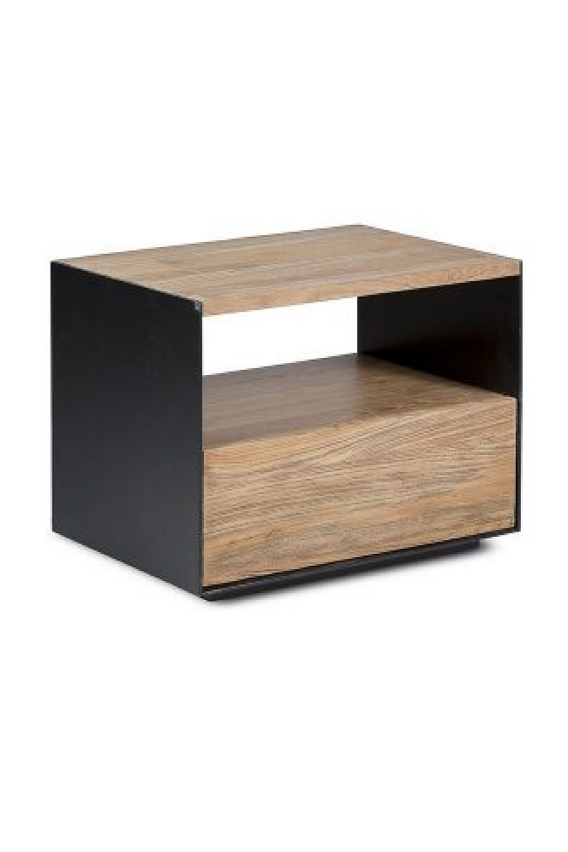 Iron Framed Teak Bedside Table | Dareels Geox | Woodfurniture.com