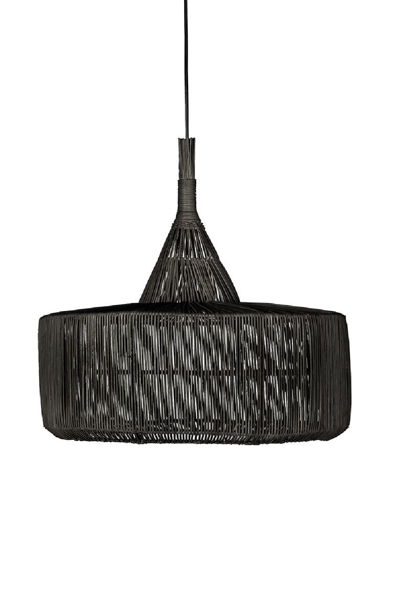 (Open-Box) Black Rattan Hanging Lamp | Dareels Tet Osi | Woodfurniture.com