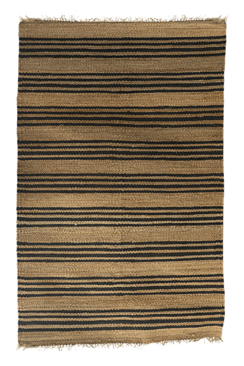 Hemp with Black Stripes Rug | Dareels Rastha 120 | Woodfurniture.com