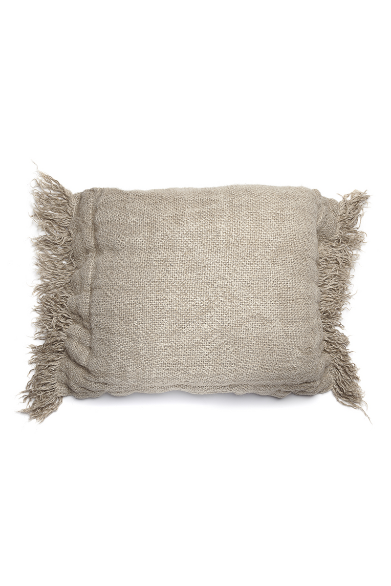 Natural Linen Fringed Cushion Cover | Dareels Wrinkles HPL | Woodfurniture.com