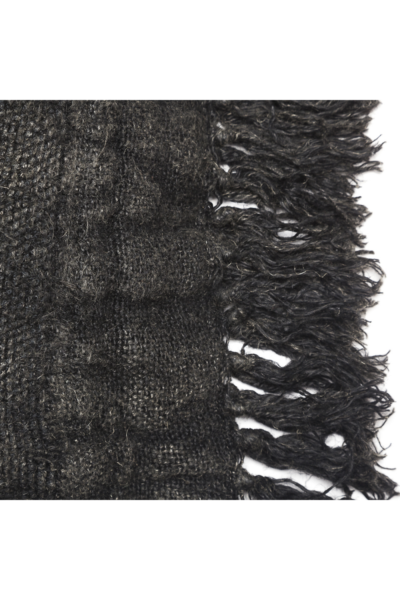 Black Linen Boucle Fringed Cushion Cover | Dareels Wrinkles HNB | Woodfurniture.com