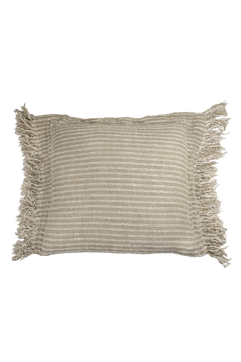 Boucle Fringed Cream Linen Cushion Cover | Dareels Kochi | Woodfurniture.com