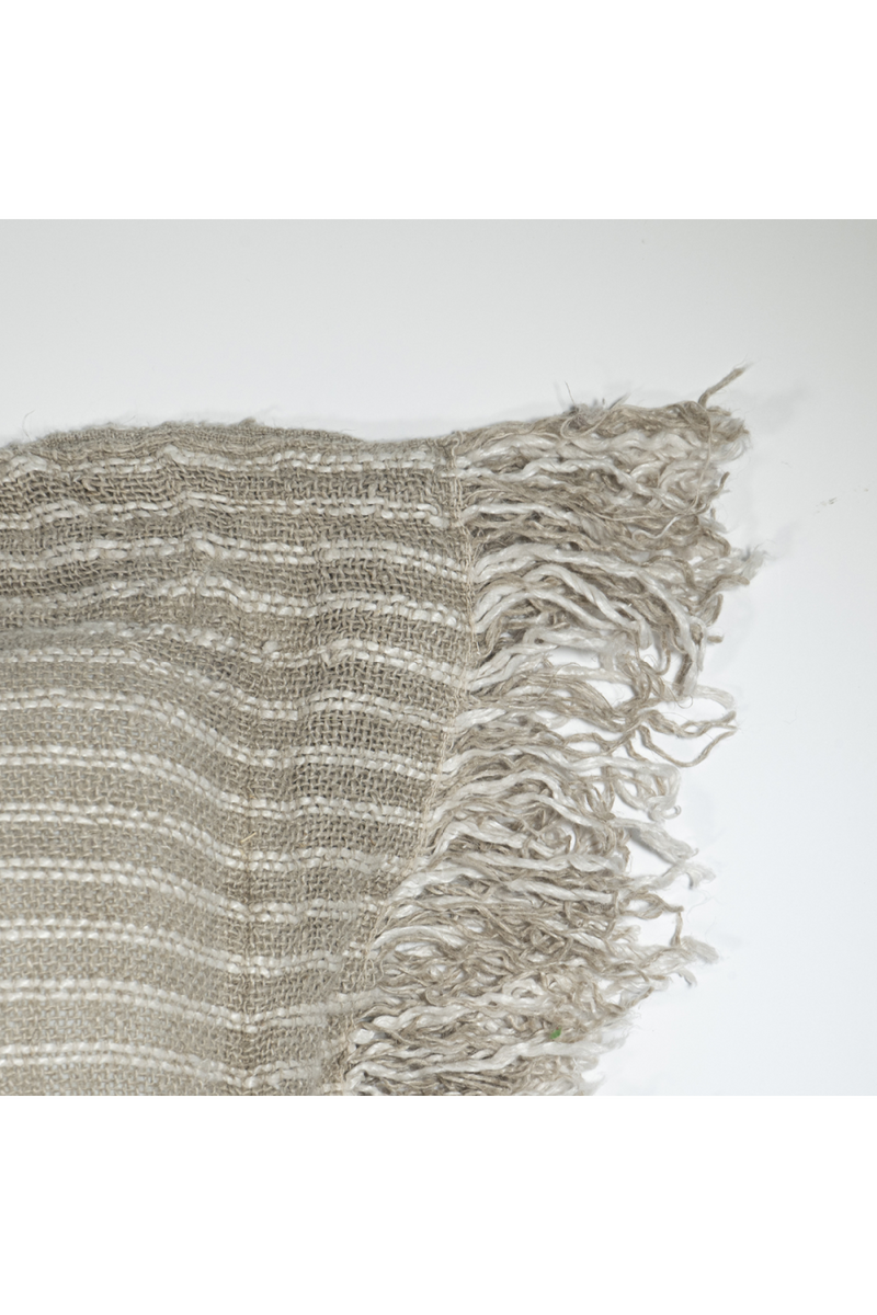 Boucle Fringed Cream Linen Cushion Cover | Dareels Kochi | Woodfurniture.com