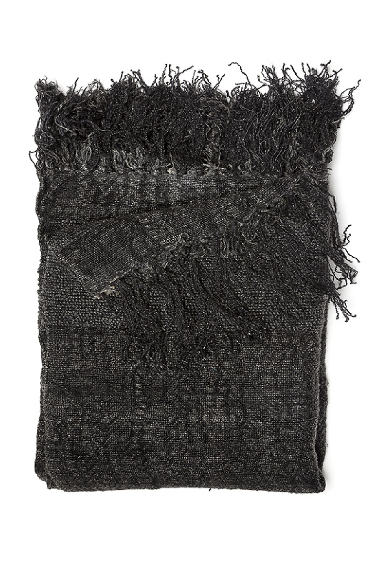 Black Linen Fringed Plaid | Dareels Wrinkles HNB | Woodfurniture.com