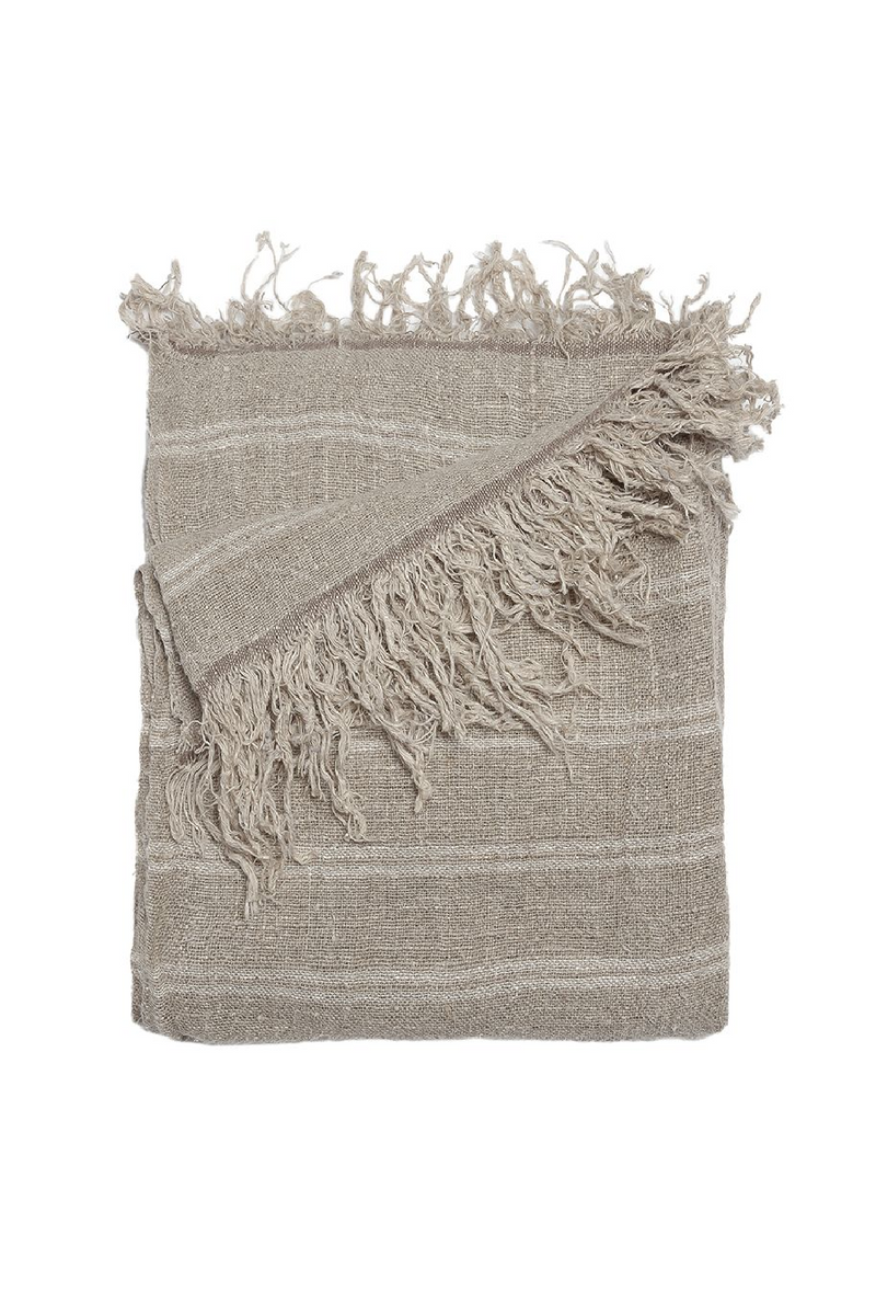 Fringed Linen Throw Blanket | Dareels Kuruva │ Woodfurniture.com