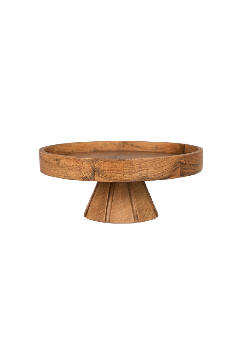 Solid Teak Pedestal Fruit Bowl | Dareels Jati | Woodfurniture.com