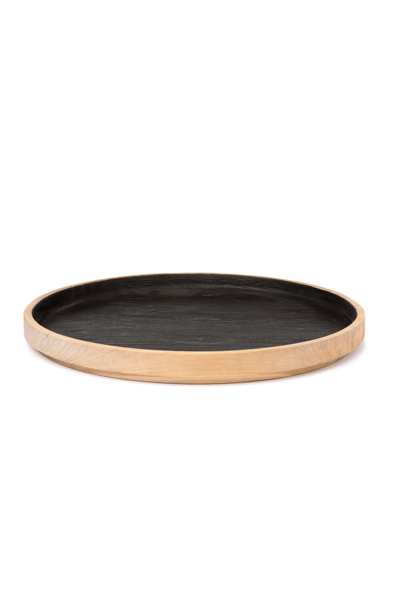 Black Teak Circular Tray | Dareels Dark | Woodfurniture.com