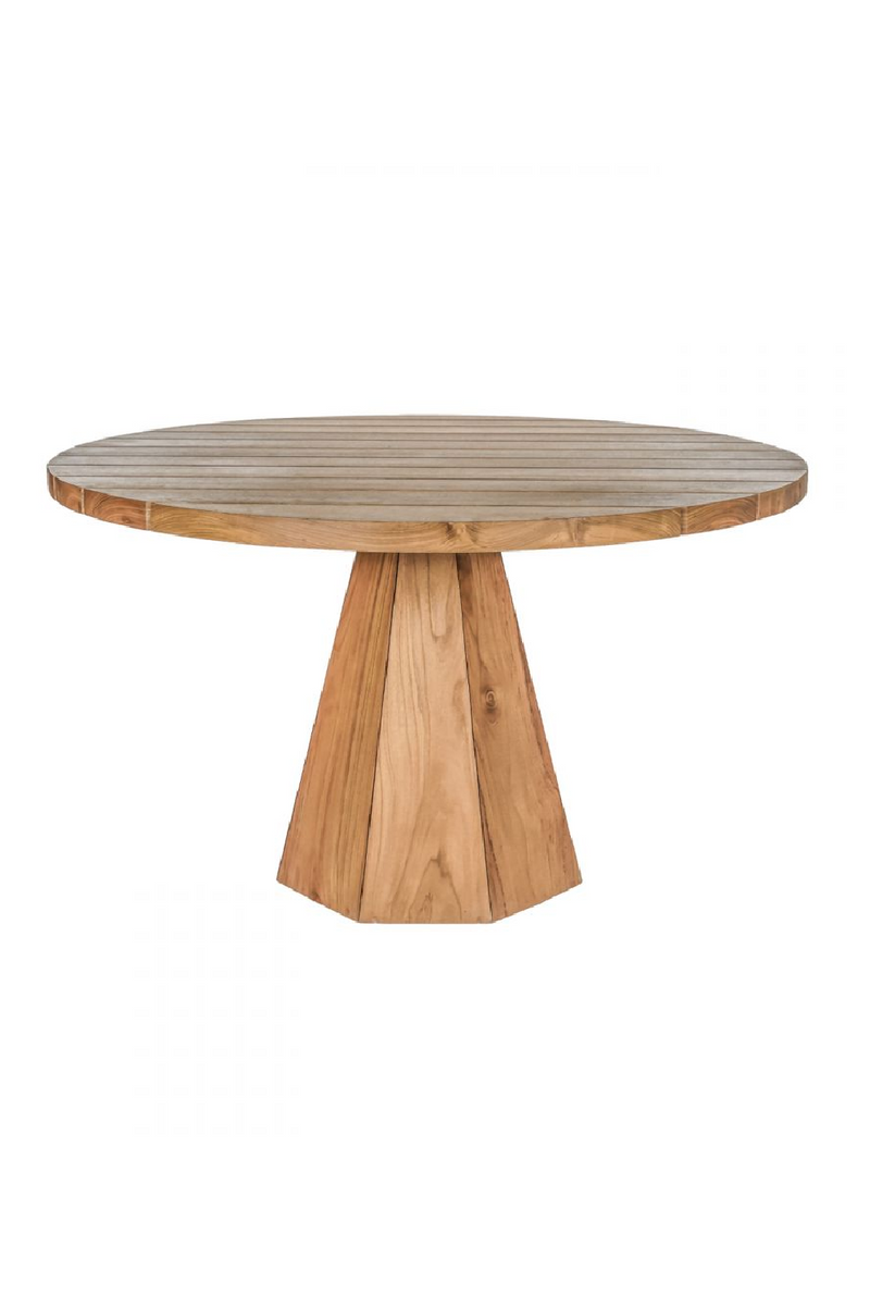 Wooden Pedestal Outdoor Table | Dareels Jati | Woodfurniture.com