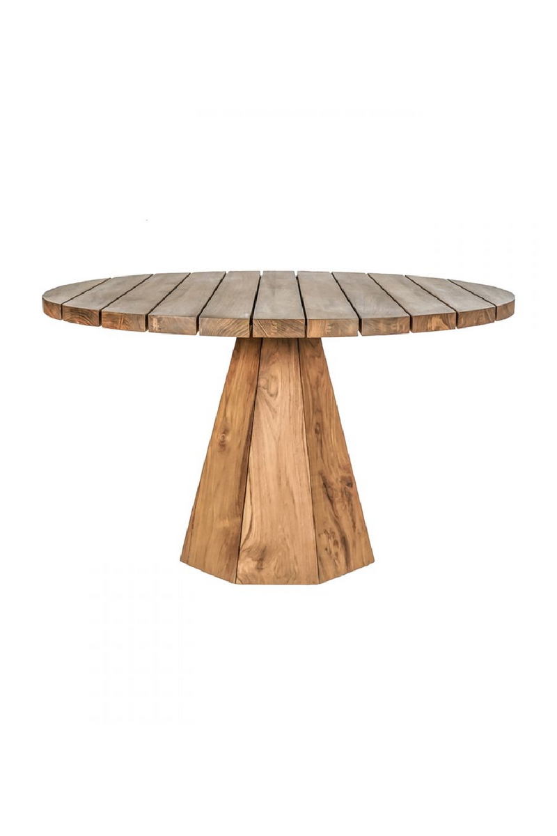 Wooden Pedestal Outdoor Table | Dareels Jati | Woodfurniture.com