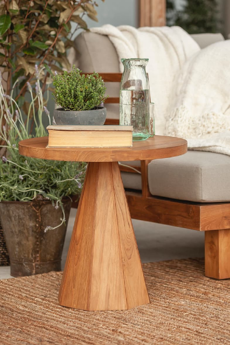 Round Teak Outdoor Side Table | Dareels Jati | Woodfurniture.com