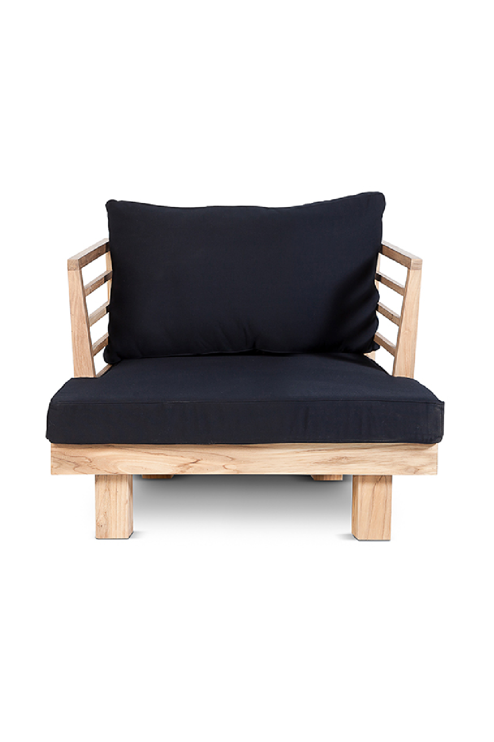 Black Cushioned Teak Outdoor Armchair | Dareels Strauss AC | Woodfurniture.com