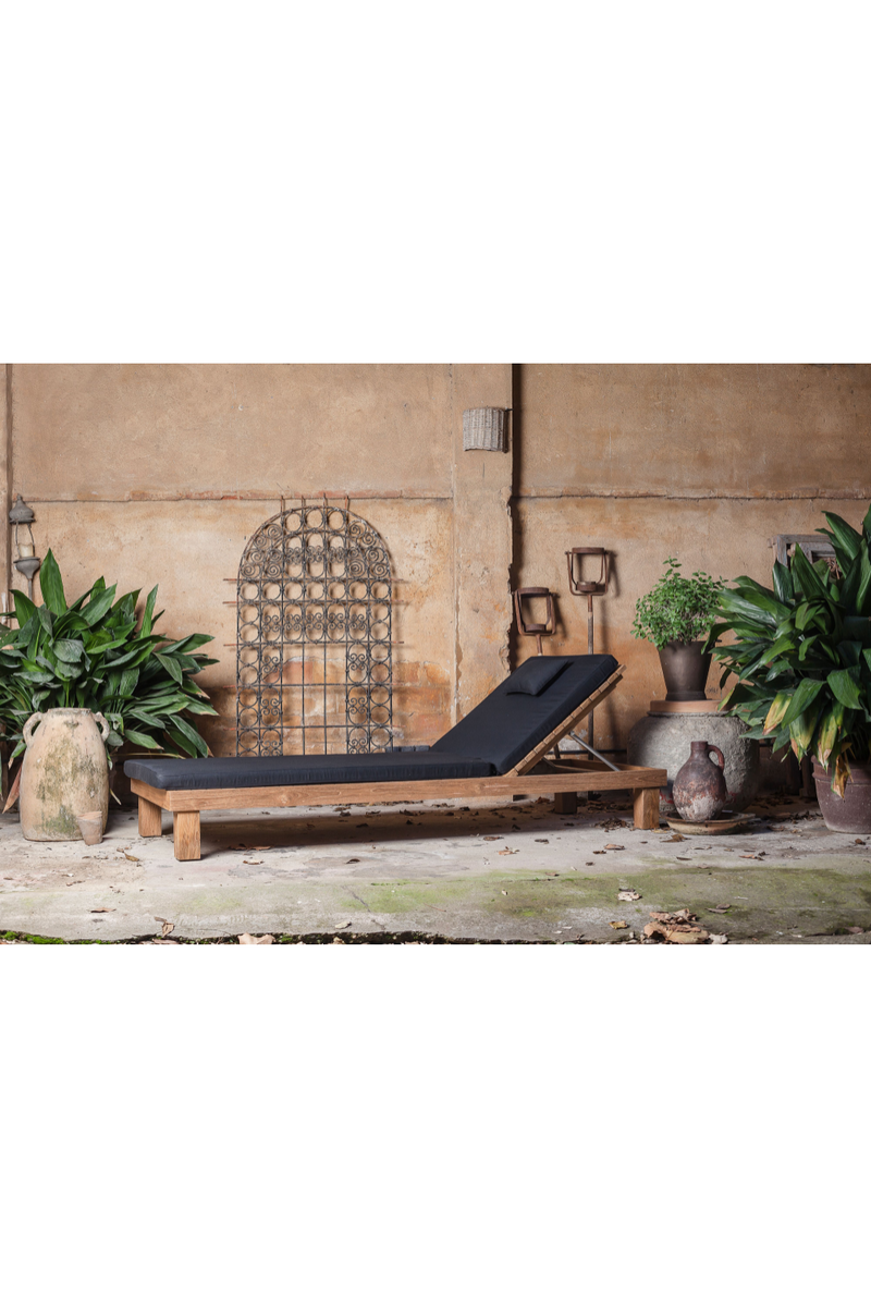 Black Cushioned Teak Sunbed | Dareels Strauss SB (structure) | Woodfurniture.com