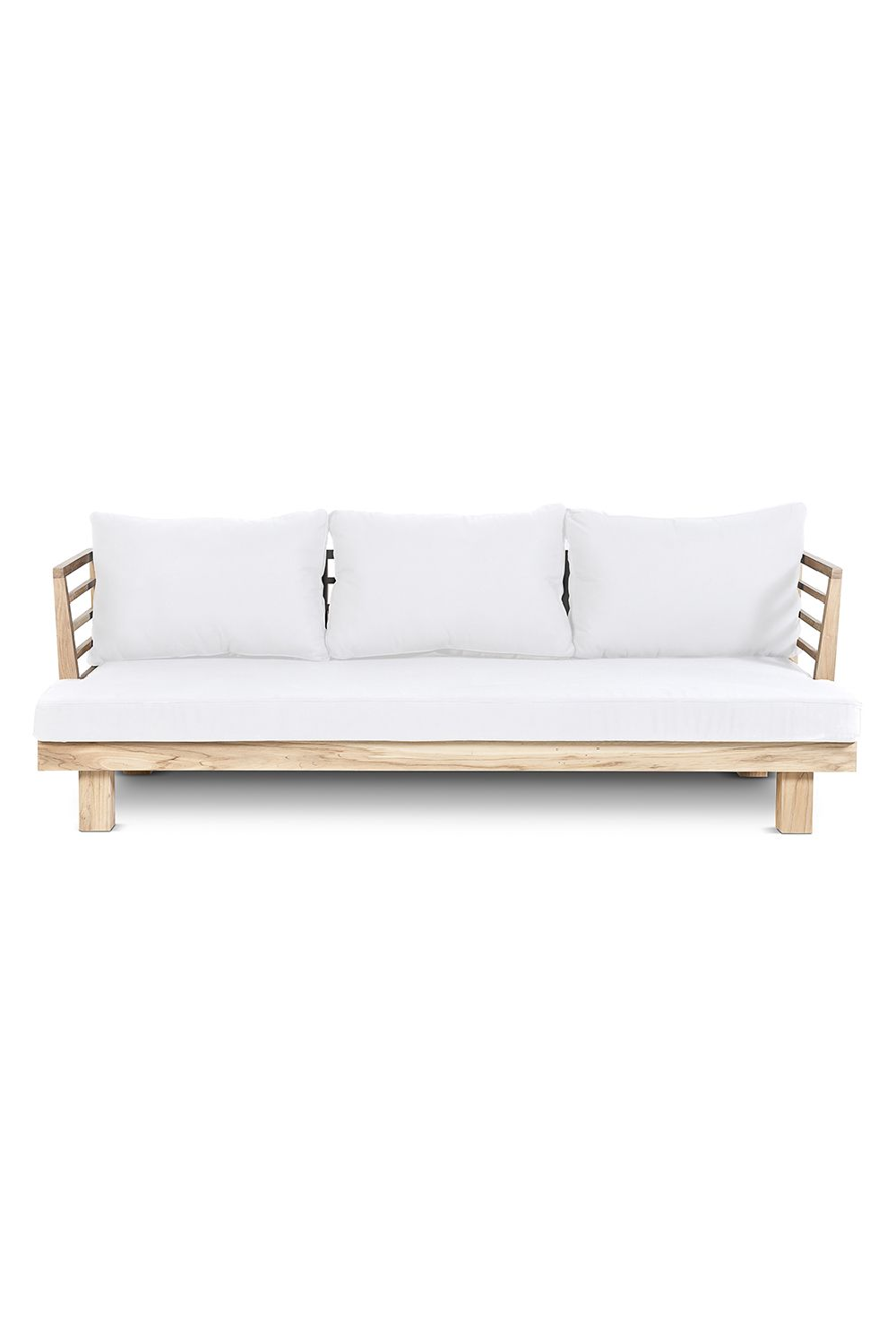 White Cushioned Teak Outdoor Sofa | Dareels Strauss SF2 | Woodfurniture.com