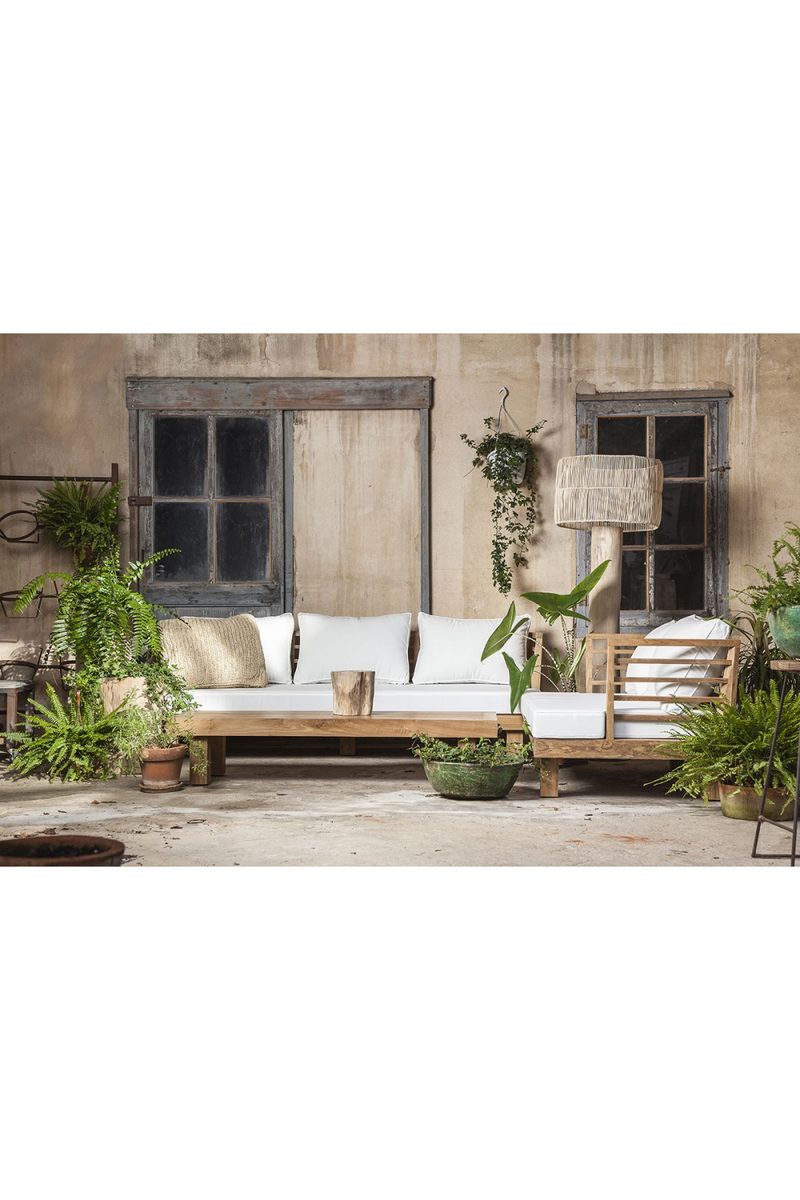 White Cushioned Teak Outdoor Sofa | Dareels Strauss SF2 | Woodfurniture.com