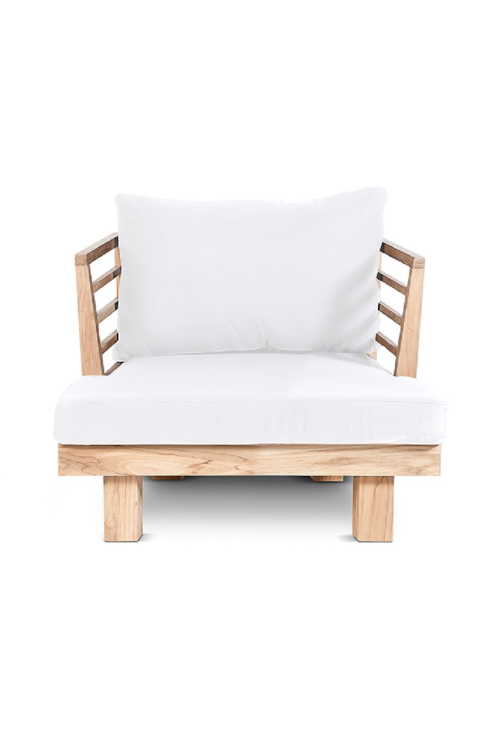 White Cushioned Teak Outdoor Armchair | Dareels Strauss AC | Woodfurniture.com