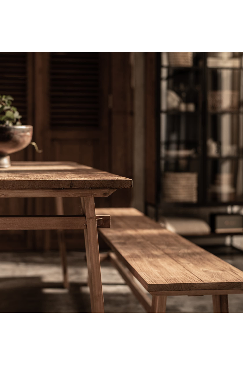 Natural Teak Wood Side Bench | dBodhi Artisan | Woodfurniture.com