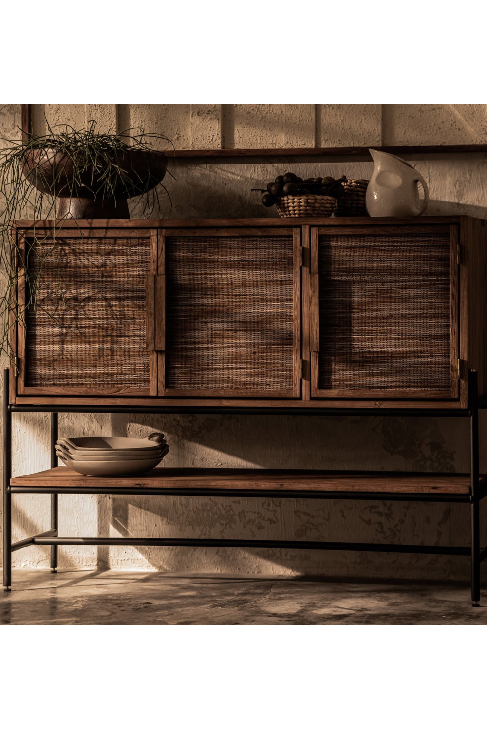 Handwoven Palm Leaves 3-Door Dresser | dBodhi Coco | woodfurniture.com