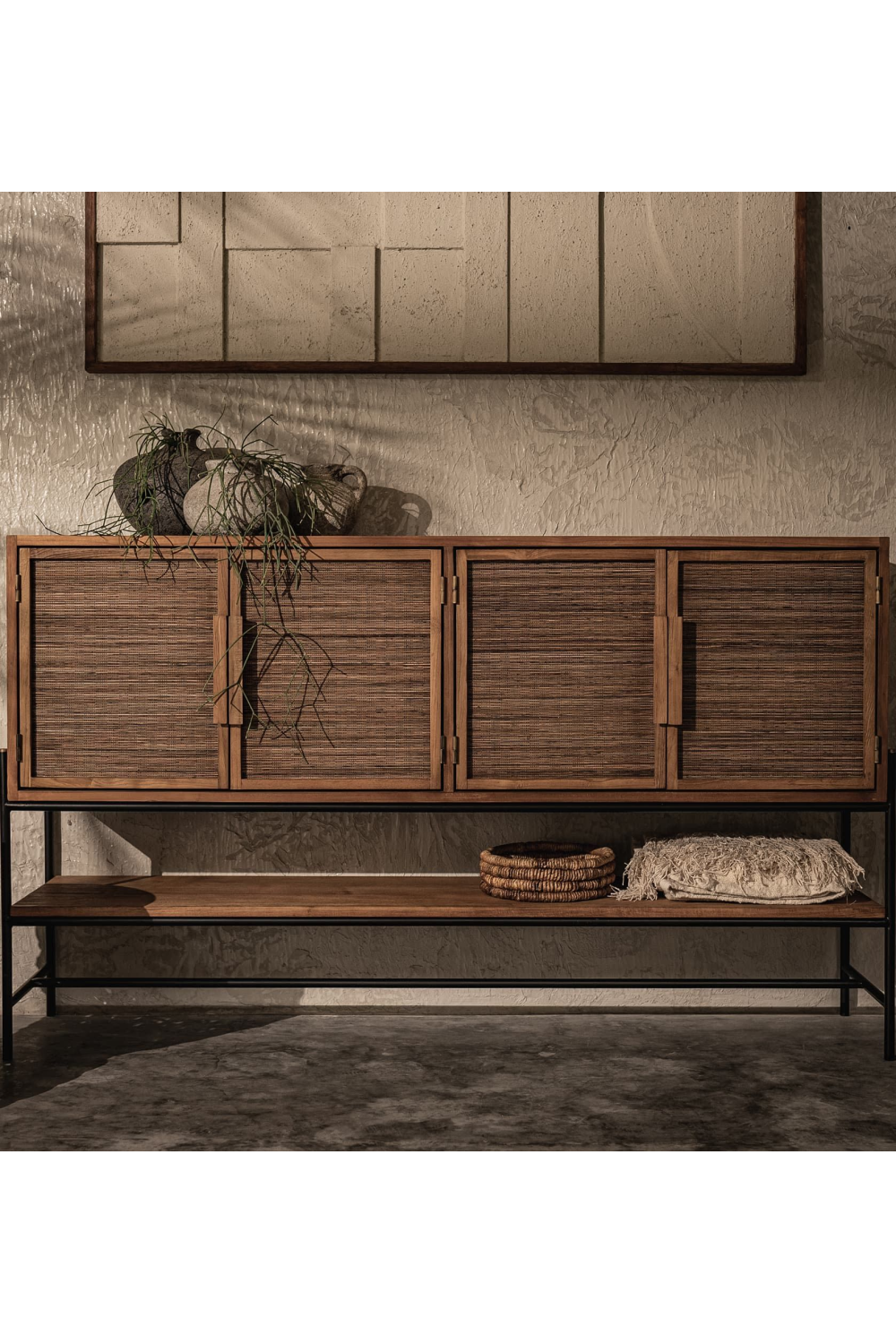 Handwoven Palm Leaves 4-Door Dresser | dBodhi Coco | woodfurniture.com