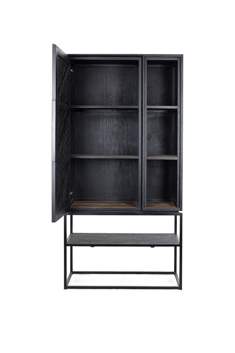 Charcoal Wooden Cabinet With Open Rack | dBodhi Karma | woodfurniture.com
