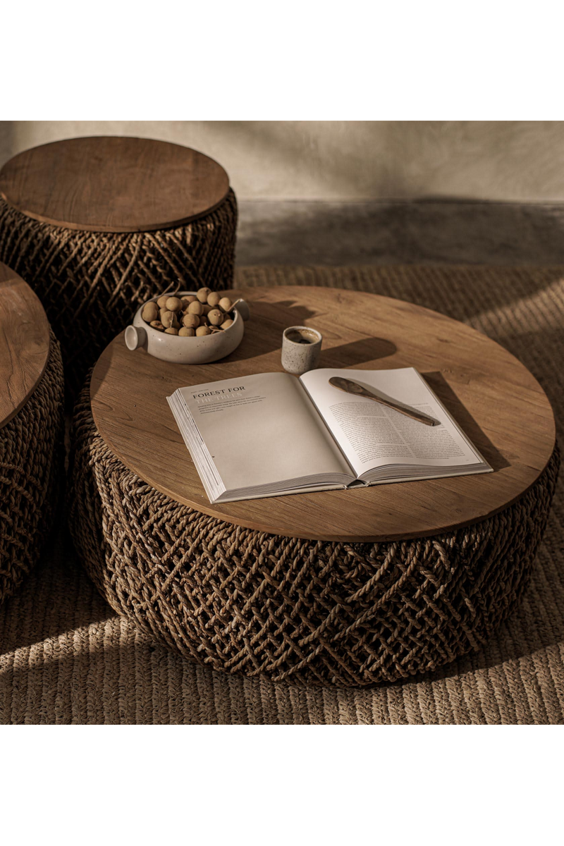Round Woven Abaca Coffee Table Set (3) | dBodhi Knut