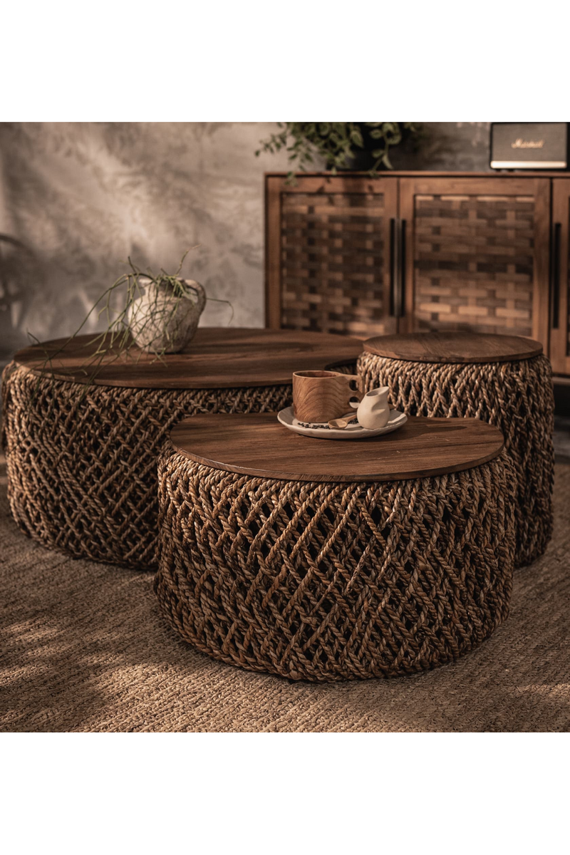 Round Abaca Coffee Table Set (3) | dBodhi Knut | Woodfurniture.com