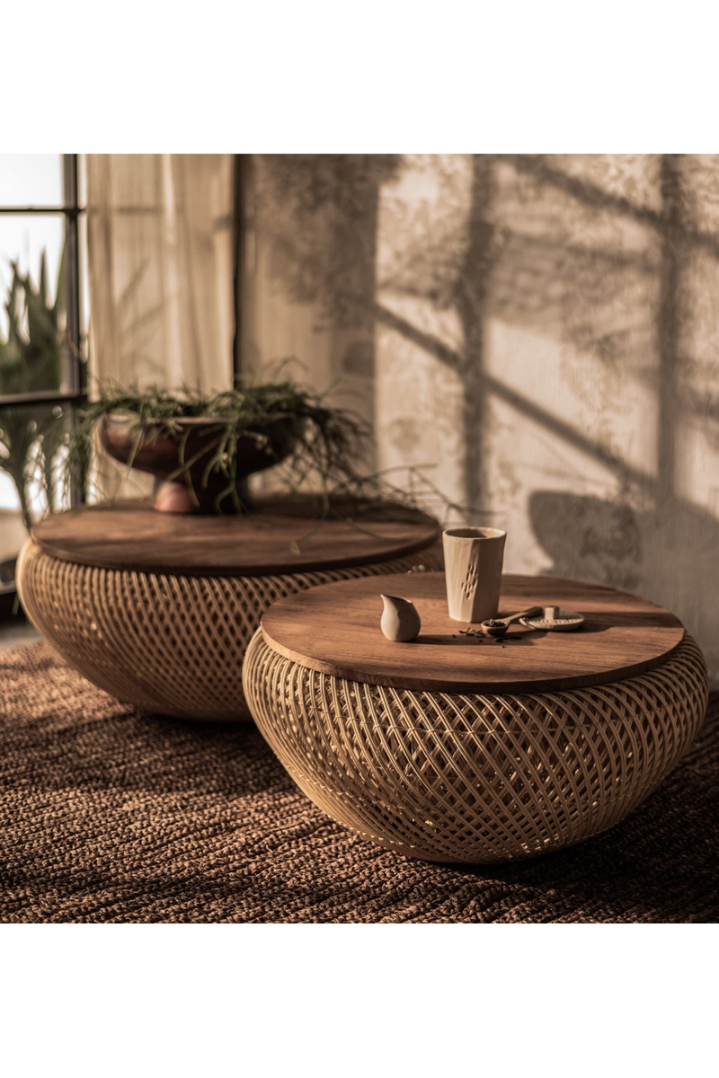 Round Interlaced Rattan Coffee Table | Bodhi Wave | Woodfurniture.com