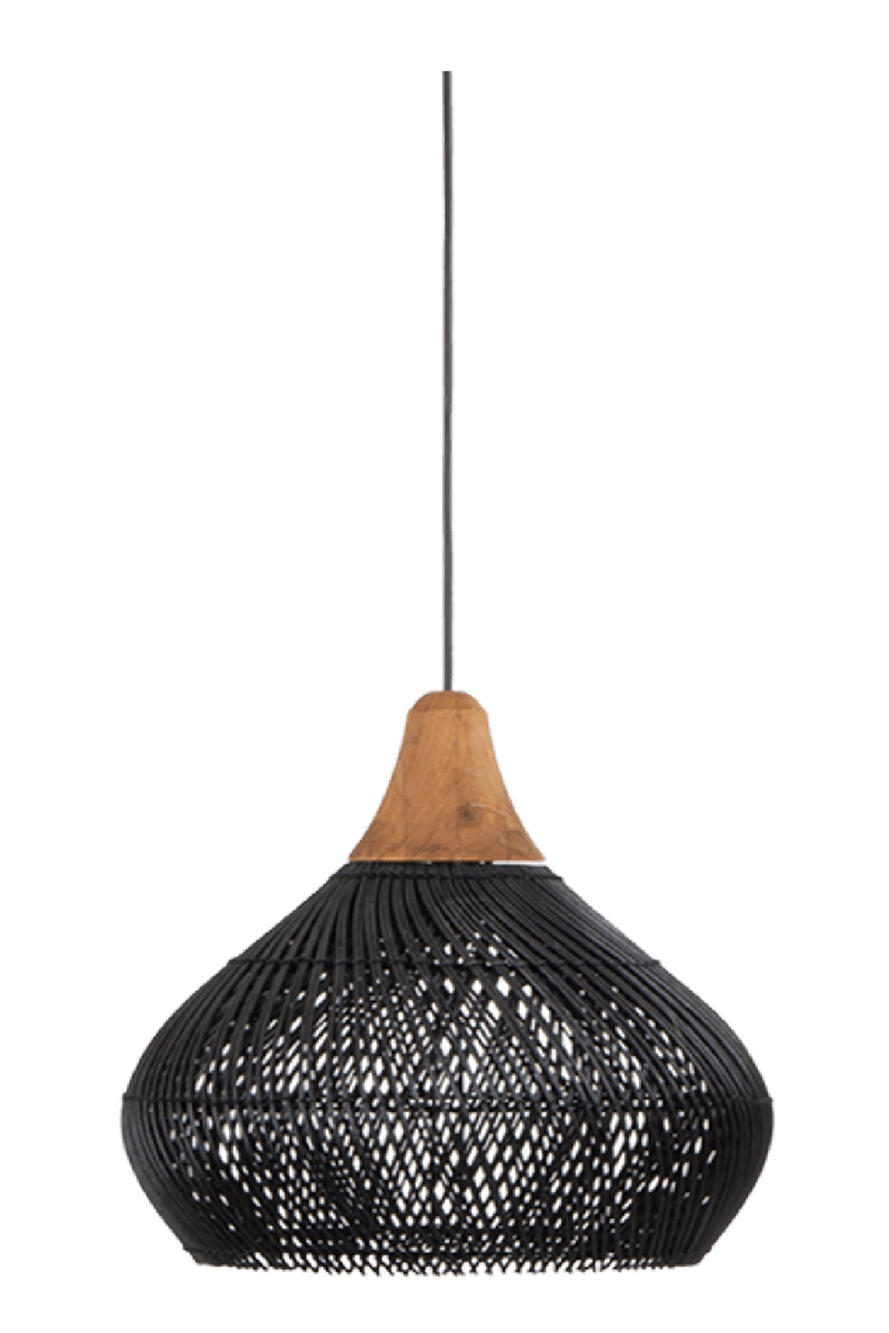 Black Braided Rattan Hang Lamp | dBodhi Bell | Woodfurniture.com