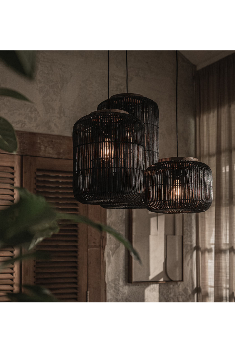 Black Rattan Hanging Lamp | dBodhi Barrel | Woodfurniture.com