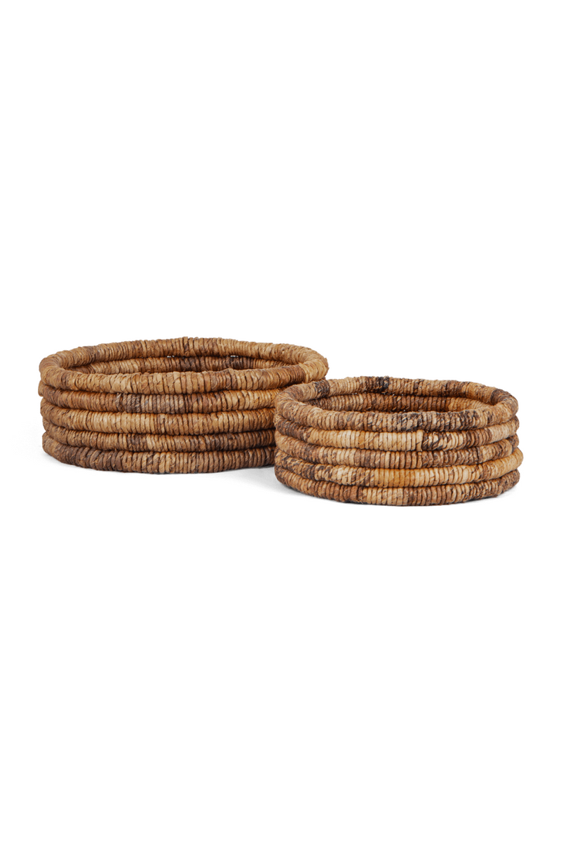 Round Woven Abaca Low Basket Set (2) | dBodhi Caterpillar Ambang | Woodfurniture.com