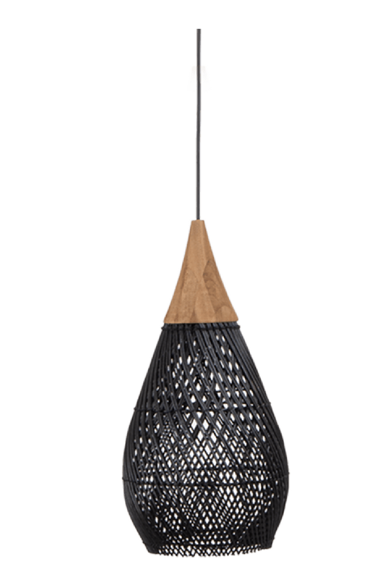 Rustic Black Rattan Hanging Lamp | dBodhi Horn | Woodfurniture.com