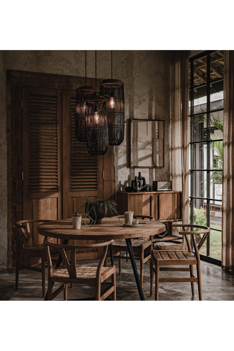 Black Cylindrical Rattan Hanging Lamp | dBodhi Tub | Wood Furniture