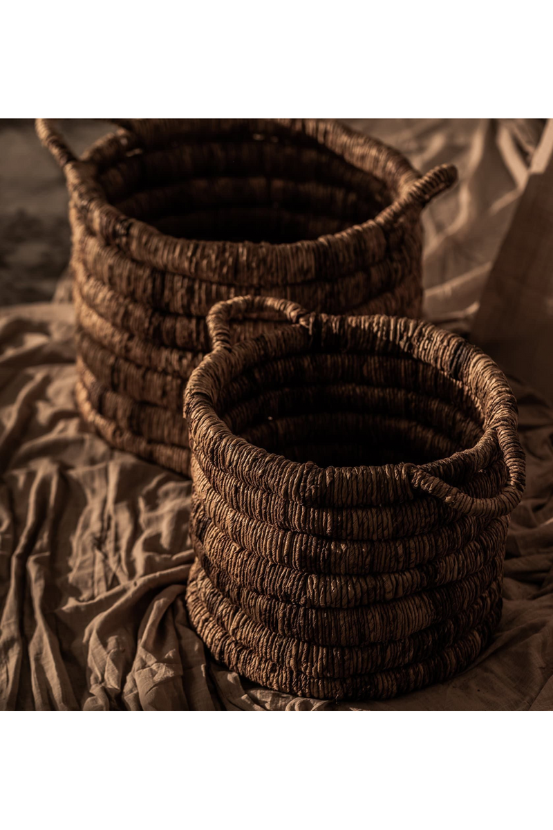 Round Abaca Basket With Handle | dBodhi Caterpillar Sago | Woodfurniture.com