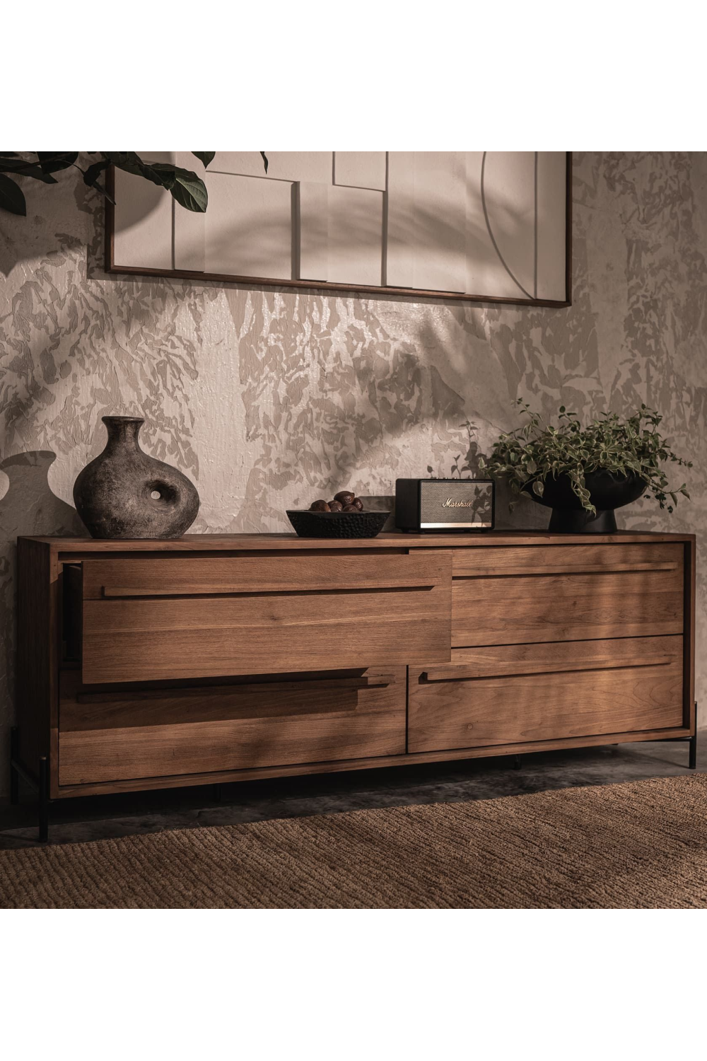 Natural Teak 4-Drawer Dresser | dBodhi Outline | Wood Furniture