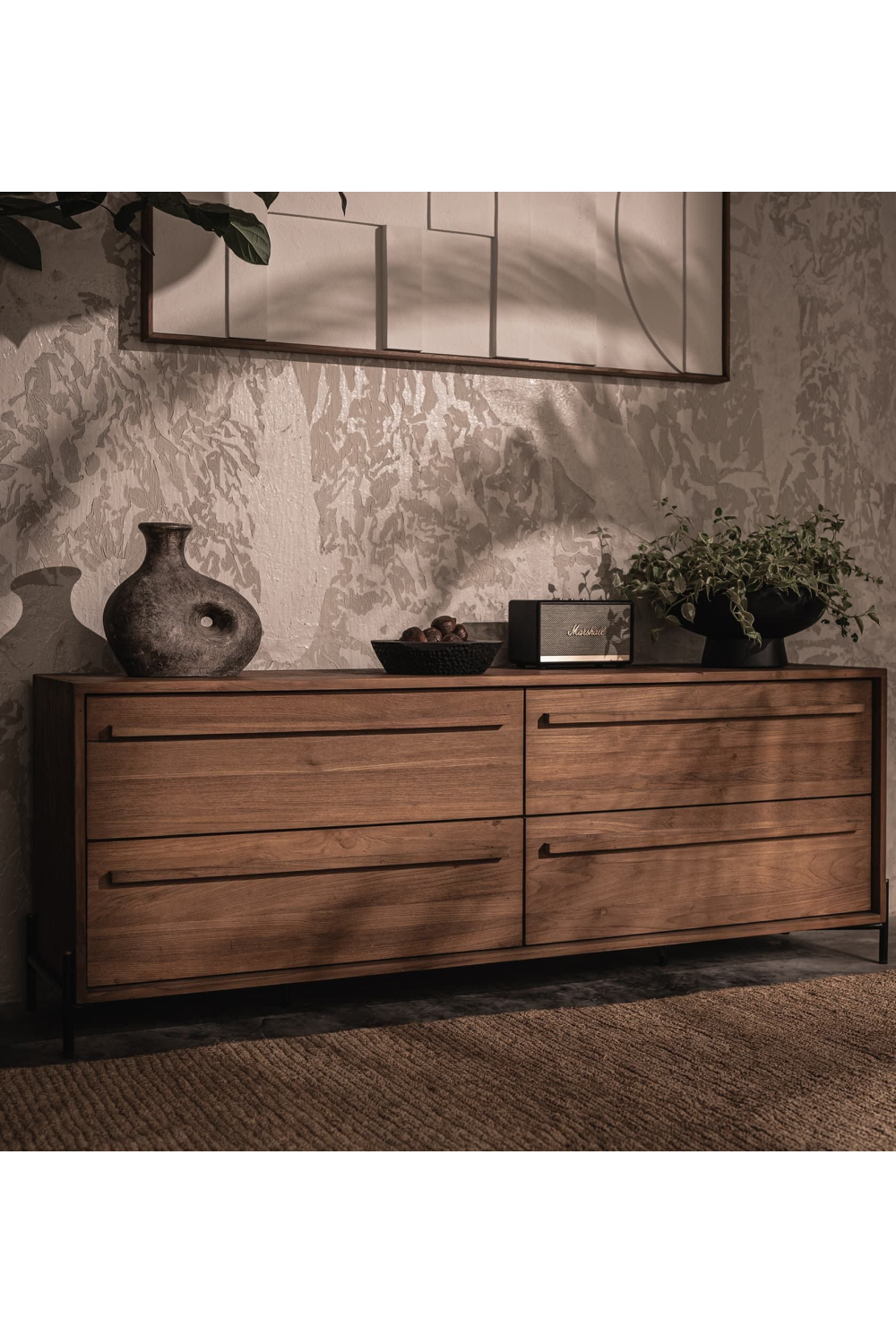 Natural Teak 4-Drawer Dresser | dBodhi Outline | Wood Furniture