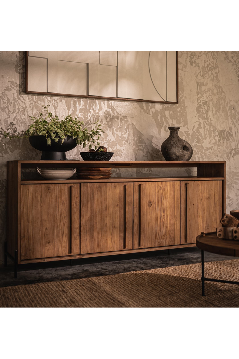 Wooden Farmhouse Sideboard With Open Rack | dBodhi Outline | woodfurniture.com