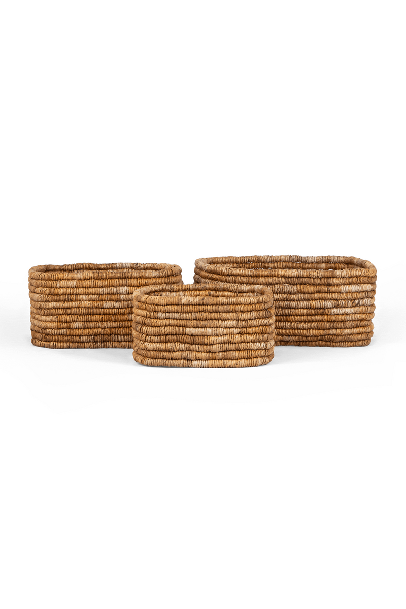 Rectangular Woven Abaca Basket Set (3) | dBodhi Caterpillar Ambang | Wood Furniture