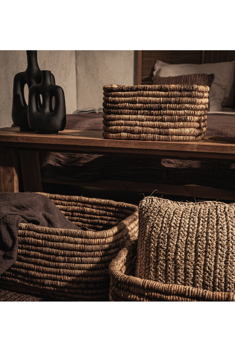 Rectangular Woven Abaca Basket Set (3) | dBodhi Caterpillar Ambang | Wood Furniture