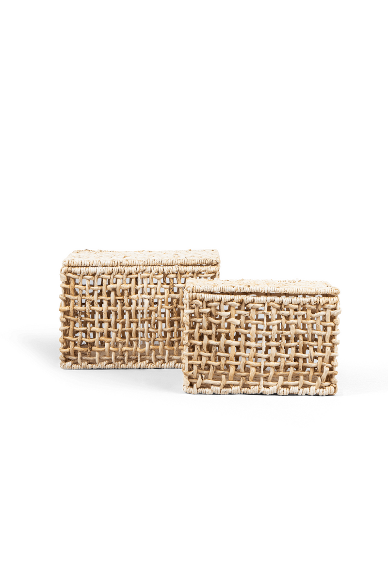 Rectangular Lidded Abaca Basket Set (2) | dBodhi Rinjani | Wood Furniture