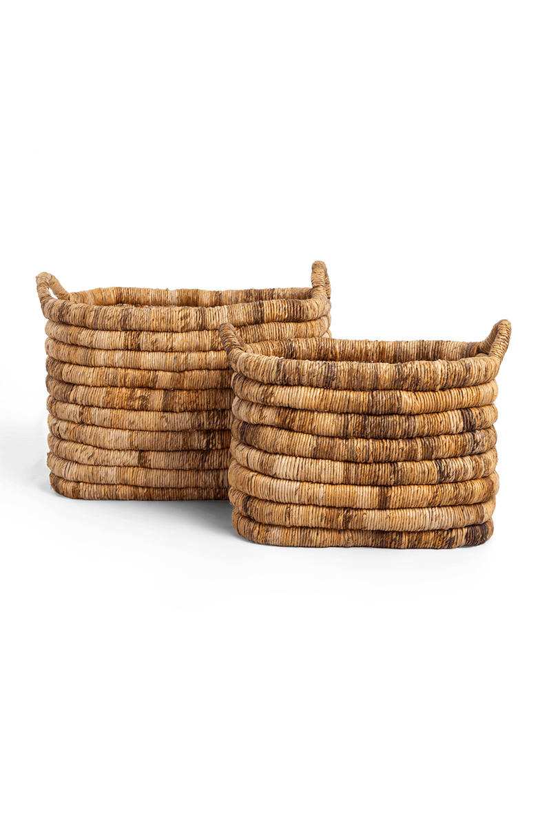Rectangular Abaca Basket With Handle Set (2) | dBodhi Caterpillar Sago | Woodfurniture.com
