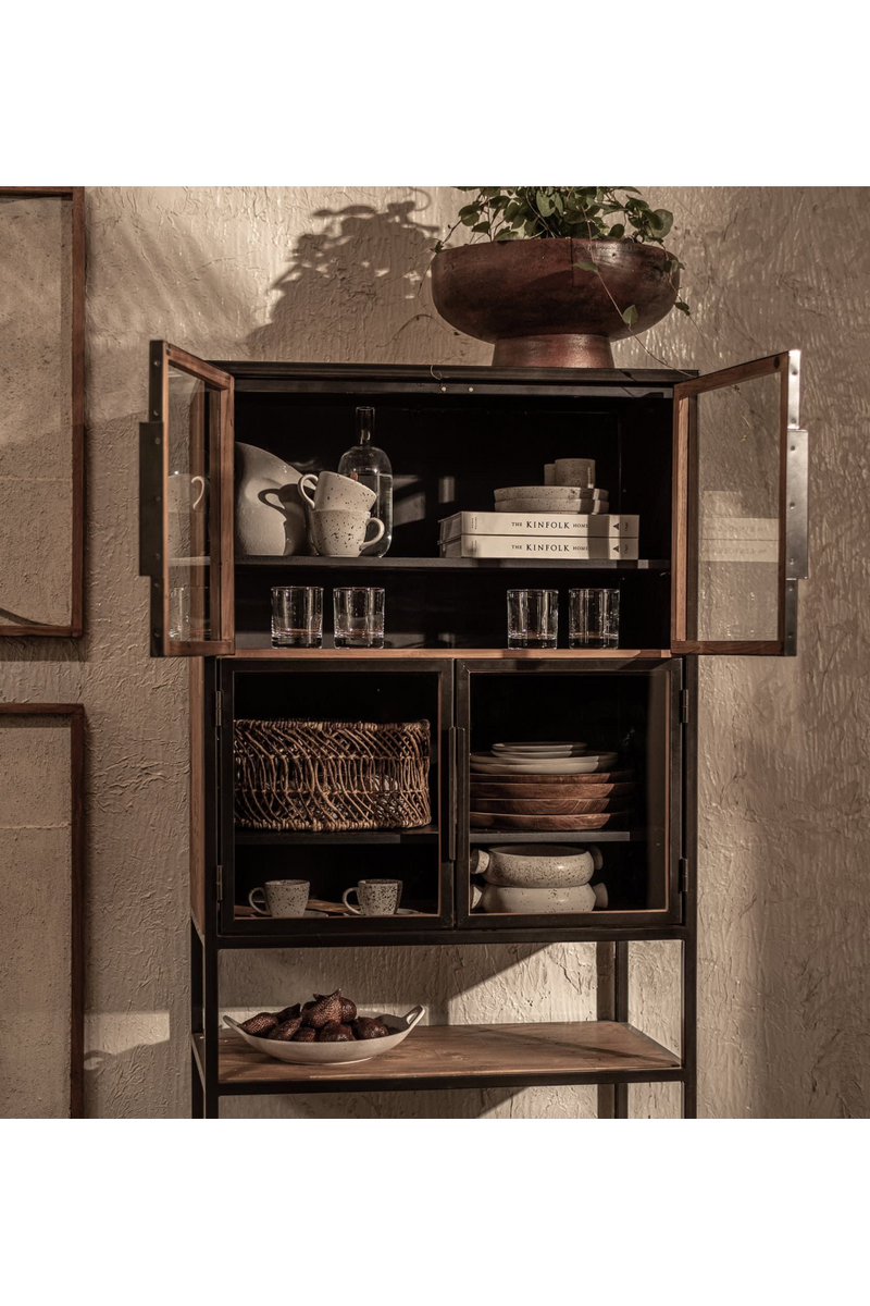 Black Wooden Glass Door Kitchen Cabinet | dBodhi Salvage | Woodfurniture.com